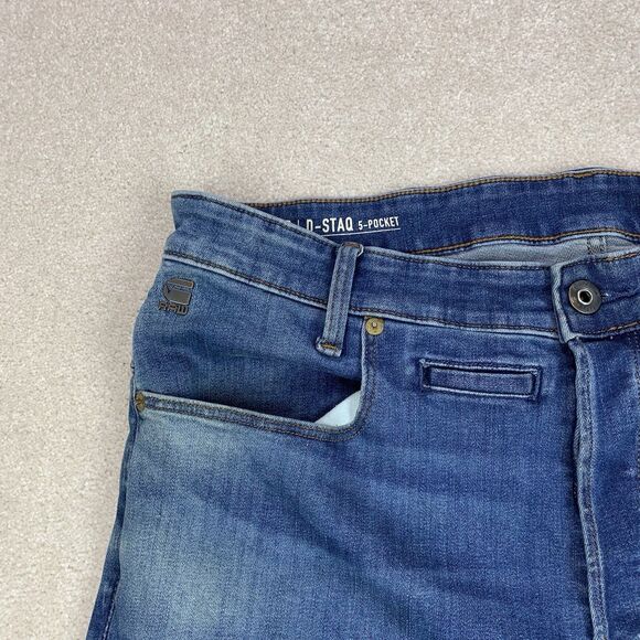 G-Star Raw D-Staq 5-Pocket Slim Denim Jeans Mens Size 36x29 Distressed - Picture 3 of 16